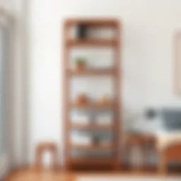 Elegant wooden storage rack showcasing minimalist design