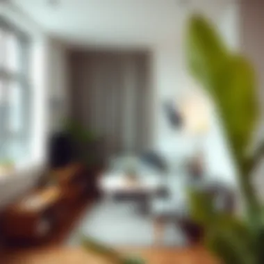 Cozy studio living area with multifunctional furniture