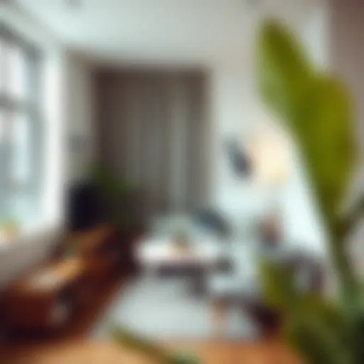 Cozy studio living area with multifunctional furniture