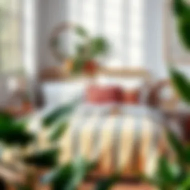 Stylish Arrangement of Twin XL Boho Bedding Stylish arrangement of twin XL boho bedding with plants and decor