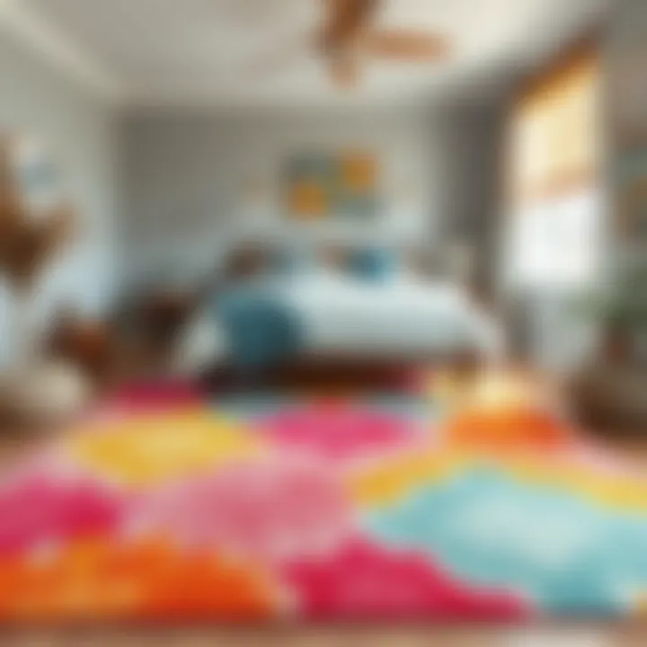 Vibrant Affordable Rugs in a Cozy Bedroom Setting A cozy bedroom featuring vibrant super cheap rugs that enhance the decor.