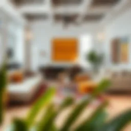 A modern living room showcasing an eclectic mix of super cheap rugs.