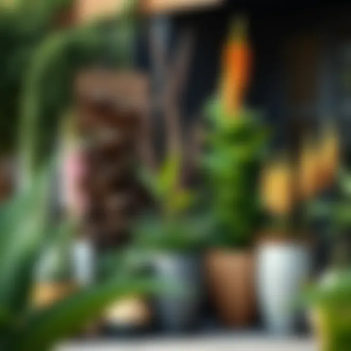 Arrangement of tall plants paired with complementary flora