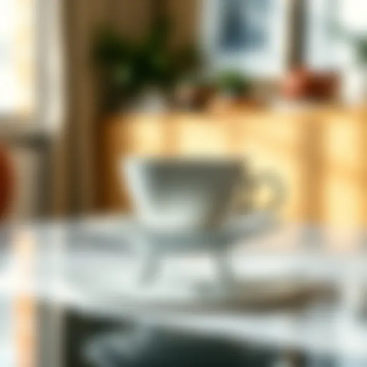 Modern minimalist teacup and saucer stand in a chic setting