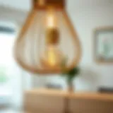 A close-up of a stylish cable lamp showcasing its intricate design and materials.