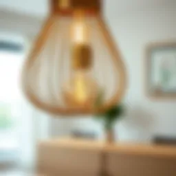 A close-up of a stylish cable lamp showcasing its intricate design and materials.