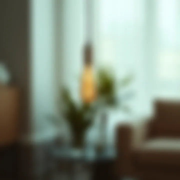 Illuminated Cable Lamp Creating Ambiance A sleek cable lamp illuminated, demonstrating its functionality in creating ambiance.