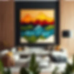 Stunning large wall art set in modern living room