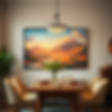 Vibrant Landscapes to Enrich Dining Spaces Vibrant landscape wall picture enhancing a cozy dining area