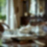 Elegant porcelain serving set displayed on a dining table