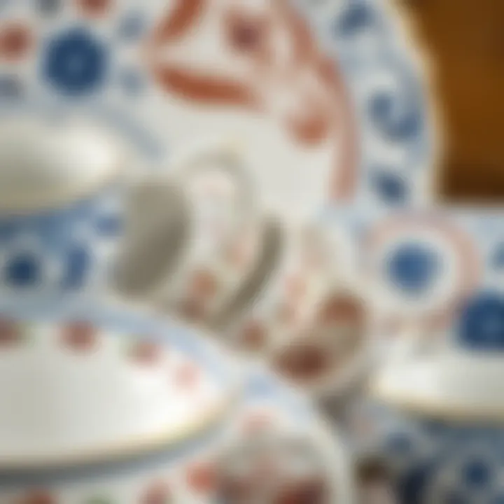 Close-up of intricate porcelain patterns and designs