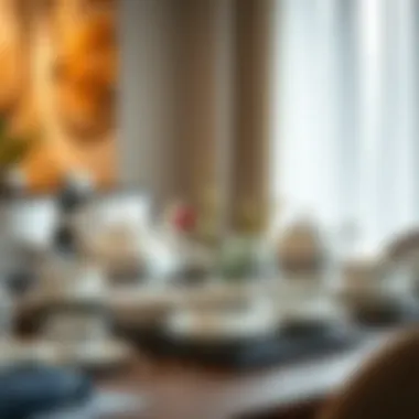 Porcelain serving set in a modern dining setting