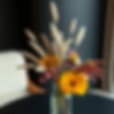 Elegant arrangement of dried flowers in a modern vase