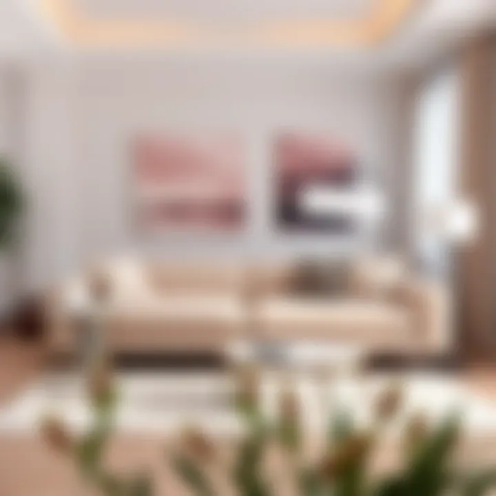 Elegant blush sofabed in a modern living room