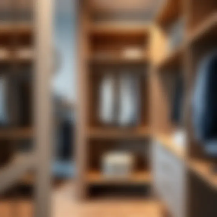 Elegant wooden shelves enhancing wardrobe organization