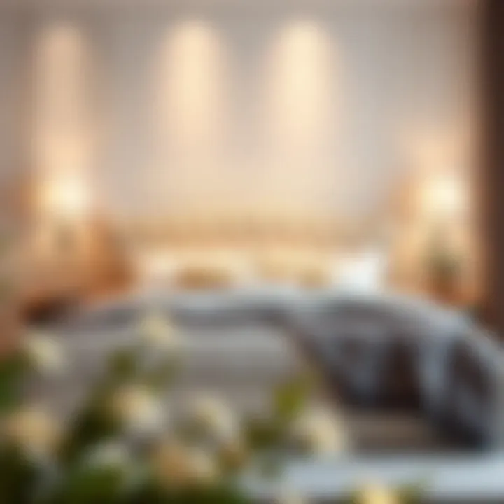 Elegant cream upholstered headboard in a modern bedroom setting