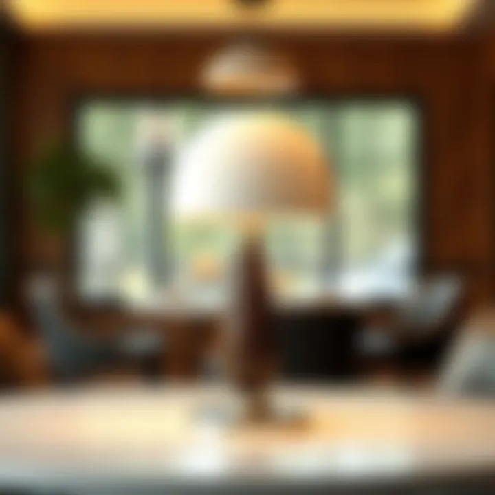 Diner table lamp showcasing various materials and textures