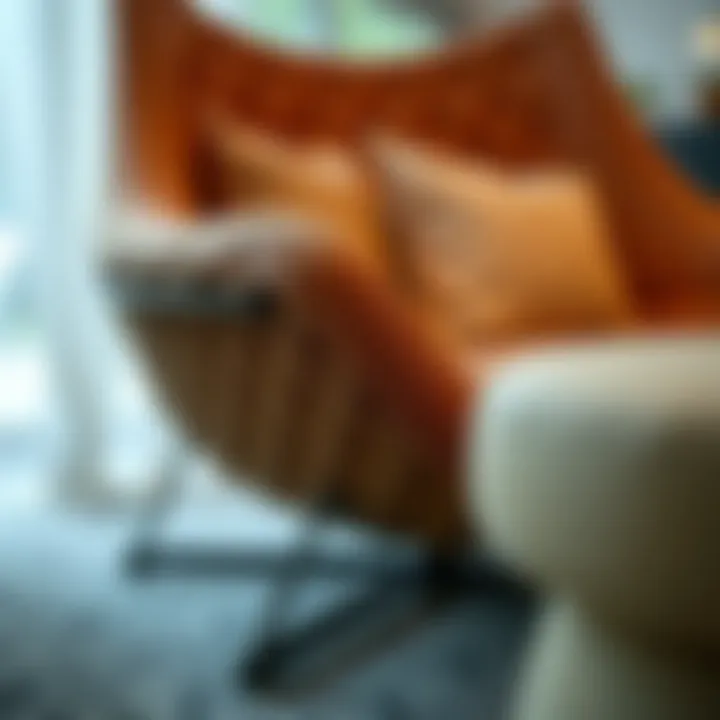 Intricate Design Details Close-up view of the intricate design of an egg chair with legs