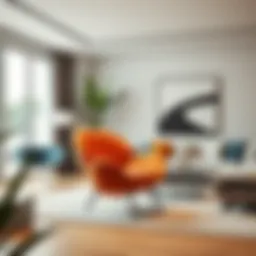 A stunning egg chair with legs in a modern living room setting