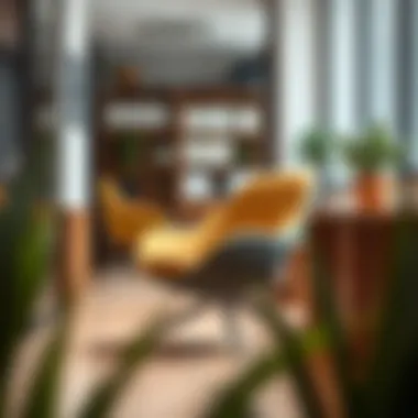 Stylish Office Integration An egg chair with legs placed in a stylish office space