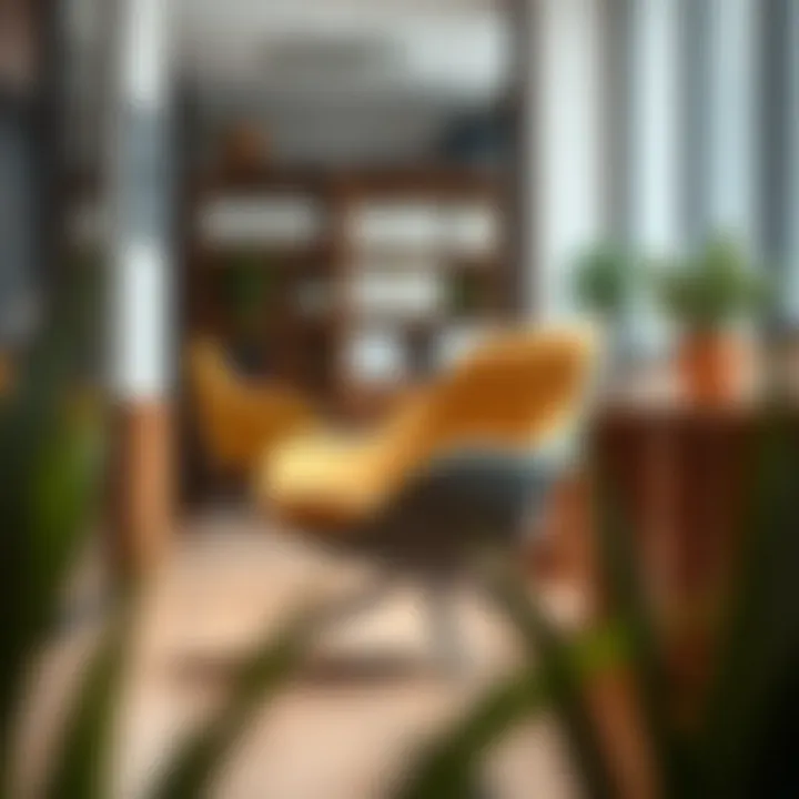 Stylish Office Integration An egg chair with legs placed in a stylish office space