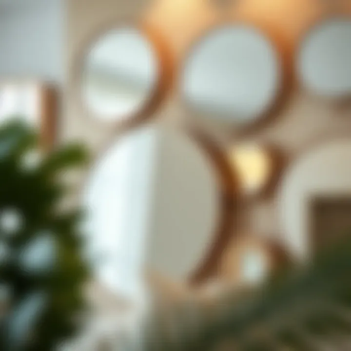 Various styles of floating round mirrors displayed together for inspiration