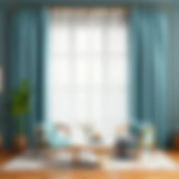 Complementary color palette with light teal curtains