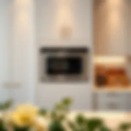 Elegant microwave integrated into modern cabinetry