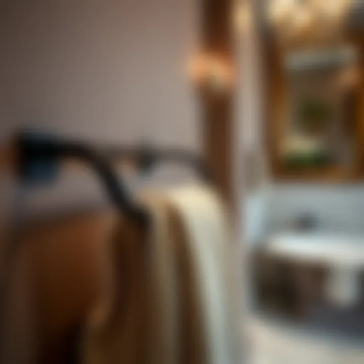 Black towel bar complementing a luxurious bathroom decor