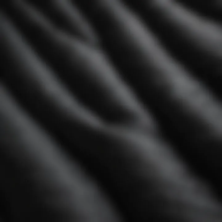 Close-up of black grid comforter texture