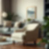 Elegant small upholstered side chair in a cozy living room setting