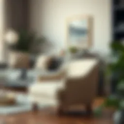 Elegant small upholstered side chair in a cozy living room setting