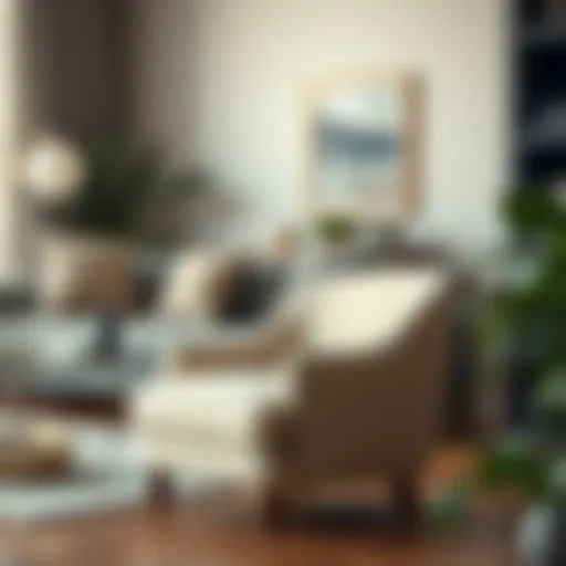 Elegant small upholstered side chair in a cozy living room setting