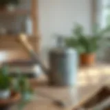 Charming Aesthetic of a Tin Watering Can Elegant small tin watering can on a rustic table