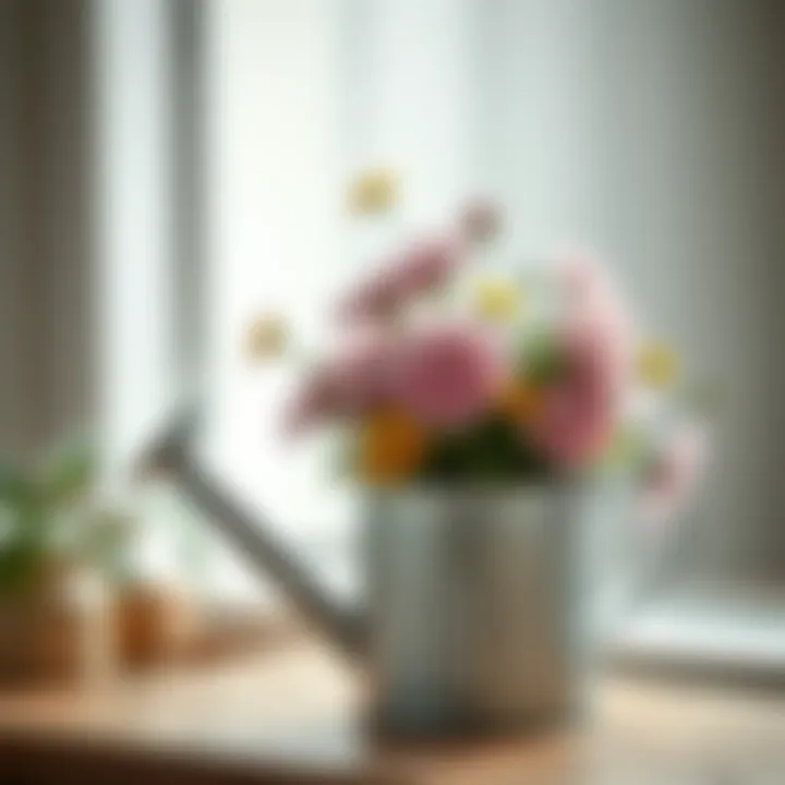 Floral Beauty in a Tin Can Small tin watering can filled with fresh flowers