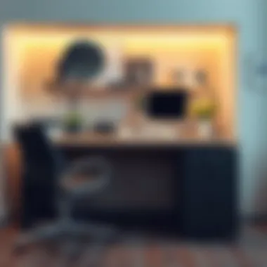 Stylish contemporary desk integrated into a modern workspace.