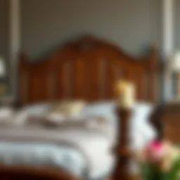 Elegant wood full size bed design with intricate details