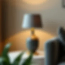Elegant small gray table lamp on a modern side table