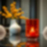 Elegant Orange Votive Holder Enhancing Dining Ambiance Stylish orange votive holder on a modern dining table