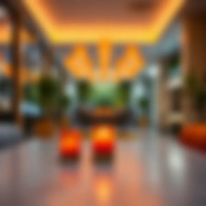 Vibrant Orange Votive Holders Brightening Commercial Decor Orange votive holders illuminating a commercial space