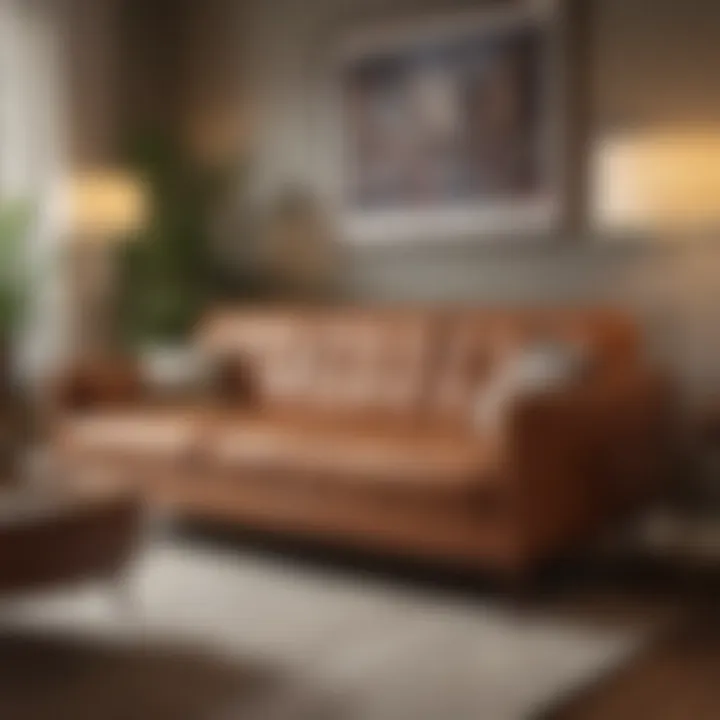 Restored mid-century couch with modern decor