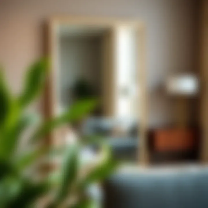 Elegant full length mirror reflecting contemporary decor