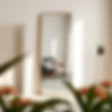 Stylish lightweight mirror in minimalist interior