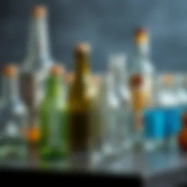 Diverse Designs of Small Glass Drinking Bottles Assorted small glass bottles showcasing modern designs