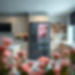 Sleek design of a modern fridge freezer in a contemporary kitchen