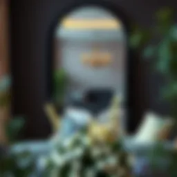 Elegant black mirror reflecting modern decor