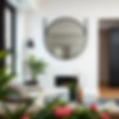 Stylish placement of a black mirror in a contemporary space