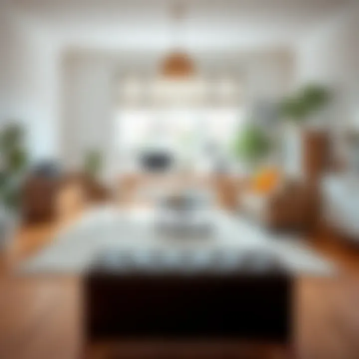 Chic off-white rug unifying a contemporary workspace