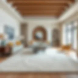 Elegant large off-white rug adorning a modern living room