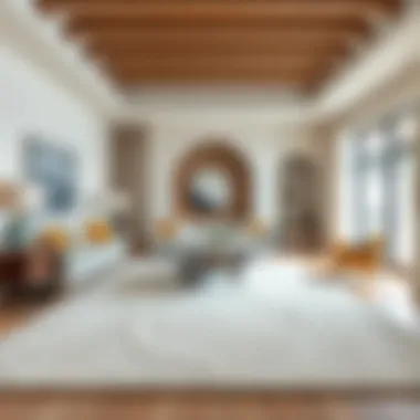 Elegant large off-white rug adorning a modern living room